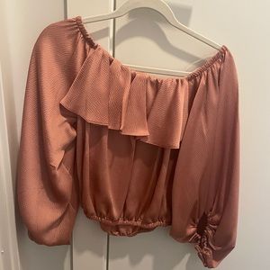 Metallic Pink Off the Shoulder Top